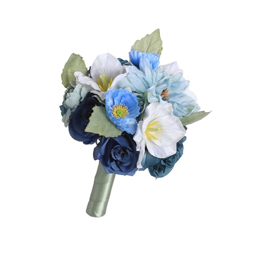 omiinitio Bouquet Da Sposa Con Nastro Per Sposa E Damigella D'onore Alta 30 cm Fiori Artificiali Realistici Accessori Fotografici Matrimonio Autunno Per Le Damigelle