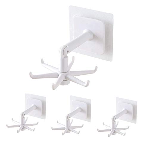 VIVLLEN - 4 ganchos giratorios de 360°, estantes giratorios para cocina, estantes giratorios para colgar utensilios de cocina (blanco) Cover