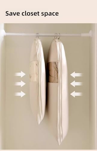 Space Saving Hanging Garment Bag with Self Compression Zipper, Upgrade Dust Cover Clothes Bags for Down Coat Down Coat Compression Dust Cove(Pink Large Size)3