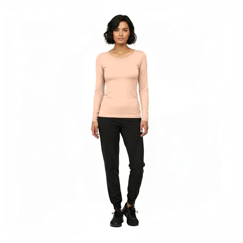 Image of Natural Uniforms Women's Long Sleeve Underscrub T-Shirt - Cotton Blend Scrub Base Layer for Nurses & Medical Professionals