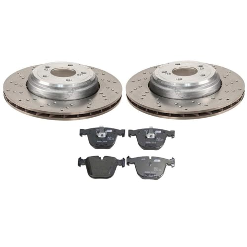 SHW Performance Rear Disc Brake Rotors and Genuine Pads Kit for BMW E92 E93 M3
