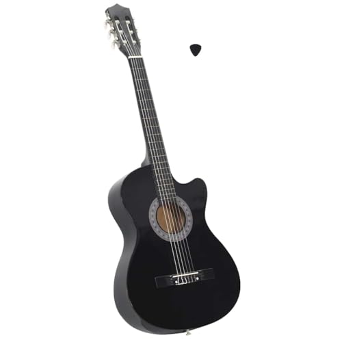 vidaXL Guitarra Acústica Occidental con Cutaway y 6 Cuerdas Juego Instrumento Musicales de Aprendizaje Aficionados Jóvenes Profesionales Negro