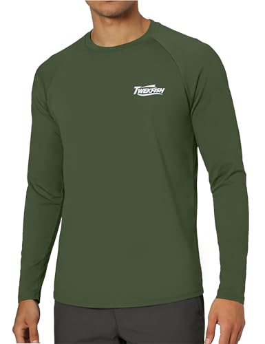 Image of Men's Rash Guard Long Sleeve, UPF 50+ UV Protection Sun Shirt, Quick Dry Lightweight T-Shirt for Fishing Swim Surf