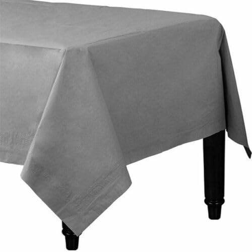Tezraftaar® 10 x Paper Table Cloths Disposable 90cm x 90cm Silver Square Party Table Cloth for Wedding Catering Baby Shower Buffet Picnic Camping