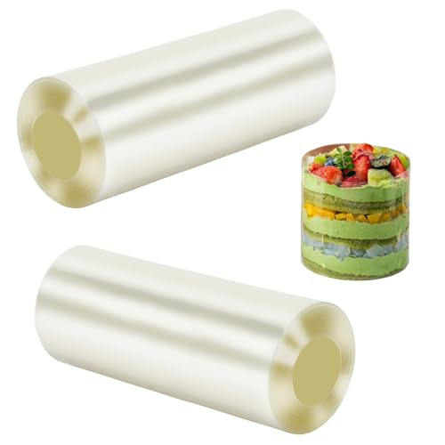 Urxirha 2Pack Cake Collars 5×394inch, Transparent Acetate Sheets for Baking, Clear Cake Strips Cake Rolls for Chocolate Baking & Cake Decorating