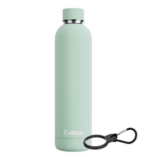 Exllena Gourde Isotherme 1l - Bouteille Isotherme 1l en 304 Acier Inoxydable sans BPA - 100% Étanche Idéal pour le Sport, Gym, Voyage - Menthe