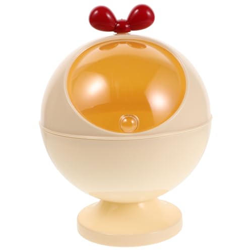 Luxshiny Cremefarbener Kugel Papierkorb mit Deckel