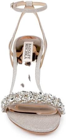 Badgley Mischka Women's Nadine Heeled Sandal, Nude Satin, 8 | Image 4
