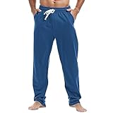 MakingDa Men s Joggers Sweat Pants Cotton Gym Yoga Trousers Drawstrings Elasticated Waist Casual Tracksuit Bottoms Summer Beach,Blue XXL