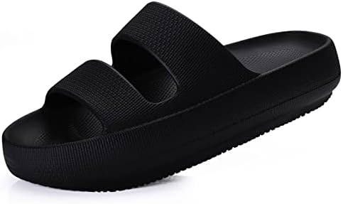 shevalues Cloud Slides for Women with Arch Support Pillow Soft Slip on Sandals Lightweight Summer Slippers for Plantar Fasciitis Black 39