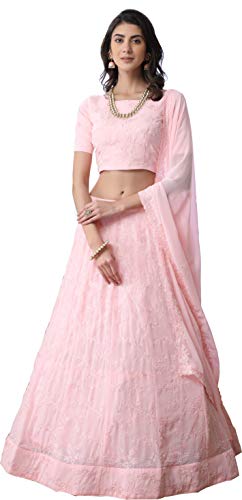 Divine International Trading Co Women's Bridal Dulhan Collection Indian Wedding Georgette Lehenga Choli with Dupatta(Light Pink, Free Size)