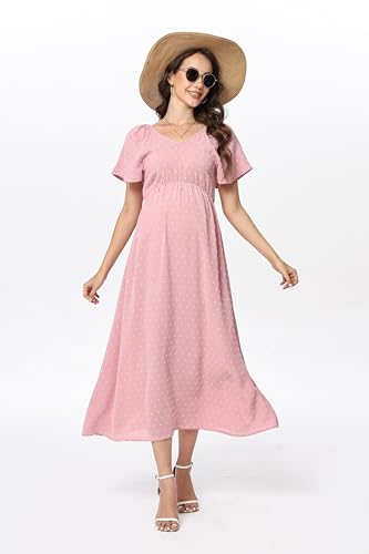 Image of Maternity Dress Women's Off Shoulder Split A Line Casual Maxi Dress Photography Dress for Babyshower