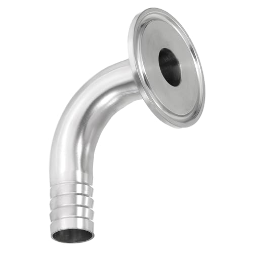 PATIKIL Conector de Manguera de 90 Grados con Abrazaderas Tri Clamps, Conector de Tubería Sanitaria de 3/4 de Pulgada 50.5mm Brida (Abrazaderas Tri Clamps de 1.5') y Bodega