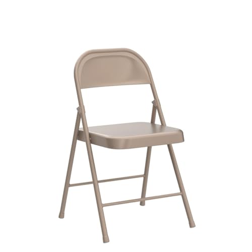Image of COSCO SmartFold All-Steel Folding Chair, 4-Pack, Antique Linen