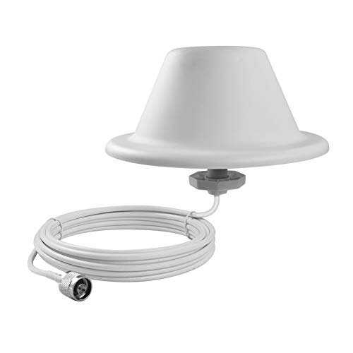 ORPEY Antenna da Interno LTE 4G gsm 3G 2G Antenna da Soffitto 50 Ohm N-Male 5M Cavo Coassiale Bianco Verticale Antenna Direzionale 698 ?2700MHz Antenna Interna