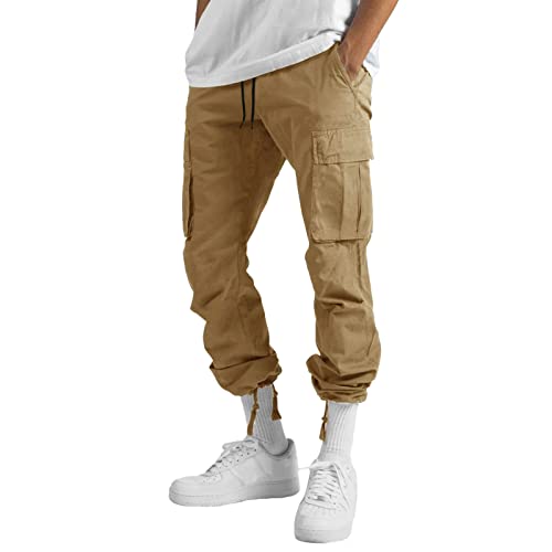 THWEI Mens Cargo Pants Casual Joggers Athletic Pants Cotton Loose Straight Sweatpants3