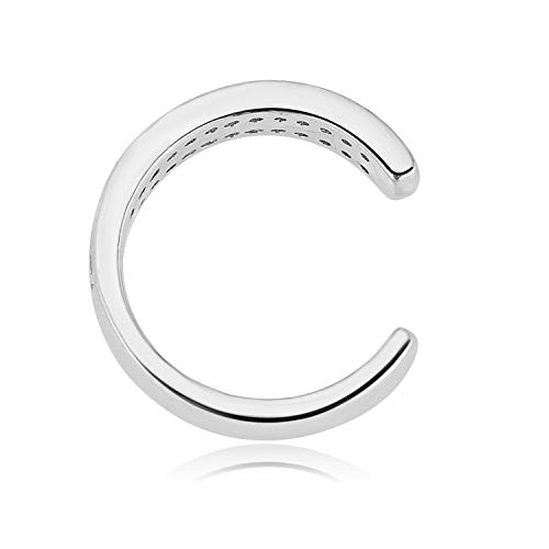 AVORA 925 Sterling Silver Channel Set Simulated Diamond CZ Double Row Ear Cuff2