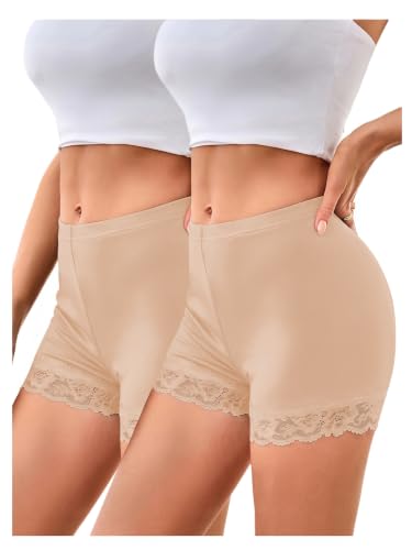 Image of MakeMeChic Women's Summer Lace Trim Shorts Biker Under Dresses