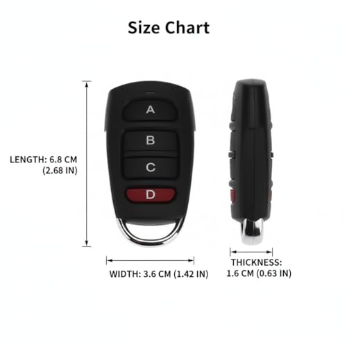 VertexOval 4X Mando Garaje Universal 433MHz Código Fijo, Mando Clonador 4 Botones Puerta y Cancela, Duplicador a Distancia Alcance 50m, Llavero Eléctrico Compatible con 2262 1527