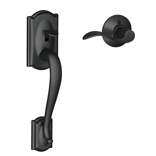 Image of SCHLAGE FE285 CAM 622 Acc RH Camelot Trim Lower Half Front Entry Handleset with Accent Right Hand Lever, Matte Black