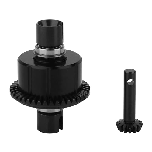 Pothyes 43T/11T Aluminum Alloy Cover Metal Differential Mechanism with Gears for Losi LMT 1/8 RC Monster Truck Upgrades Parts (Black)