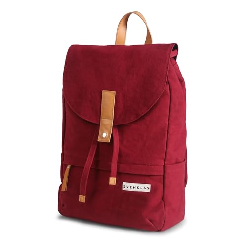 Image of Svenklas Hagen Backpack - 20 L Organic Cotton Italian Leather 16 inch Inch Laptop Bag For Men and Women