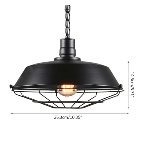 Suspension rétro fer noir luminaire industriel E27 pour plafond - 4