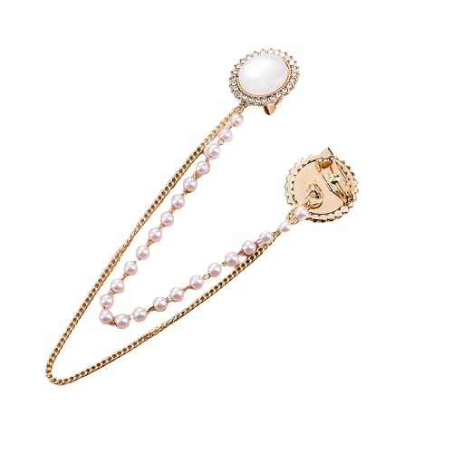 Image of Vintage Sweater Shawl Chain Brooch for Women Clips Antique Cardigan Clip Collar Holders Decorations Dress Sweater Collar Brooch Pins Girls Straps anti-slip chain