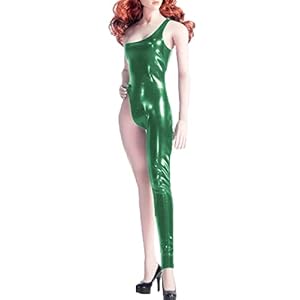 Een schouder een been jumpsuit partij PVC eendelige outfit Wetlook jumpsuit voor kostuum Bodycon jumpsuit