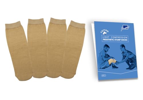 Image of Cotton Prosthetic Stump Socks - BK, 1 PLY, Light Compression, Soft, Thin, Amputee Socks, Taiwan Excellence, 4 PCS S /M /L