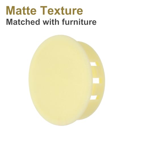 Image of MECCANIXITY 64PCS 35mm(1 3 /8 inch) Beige Plastic Hole Plugs, Flush Type Panel Hole Plugs Insert End Caps for Locking Hole Tubes Furniture Cabinet