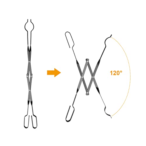 Adjustable Fire Pit Grabber Poker And 26" Log Grabber Fireplace Tongs For Outdoor Fire Pits, Campfire, Camping #TOP1