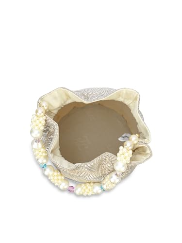 Image of Lavie Signature Women's Bisbee Pearl Handle Potli Bags | Pouches for Festive Party | Batwa Bag Bridal Purse | Gift For Women