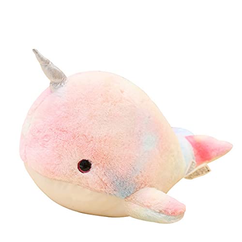 MABES WAREHOUSE Rainbow Unicorn Narwhal Plush Toys - Colorful Cute Narwhal Stuffed Animal, Adorable Soft Whale Plush Stuffed Animal Pillow Gifts for Kids and Adults (Small)