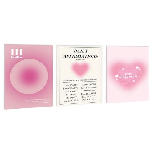 burkfeeg Decorazione della Stanza Immagini Estetiche Set Poster Decorazione Rosa per Ragazze Adolescenti Camera da Letto Tela da Parete Rosa Sfumato Aura Confezione da 3 Senza Cornice (30 x 40 cm)
