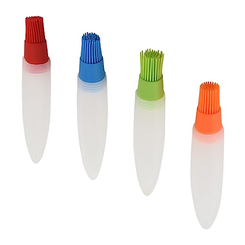 POPETPOP 4Pcs Silicone Basting Brush with Pointed Tail for Bbq Baking and Grilling Includes Brushes Easy to Clean Kitchen Supply for Oil and Sauce