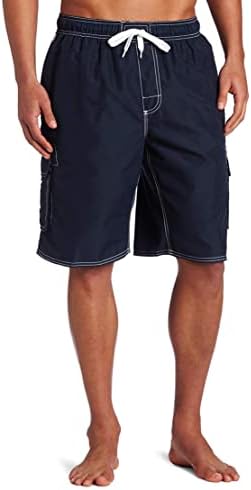 Kanu Surf Men's Barracuda Swim Trunks (Regular & Extended Sizes), Navy, Large