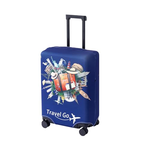 Image of HOKIPO Suitcase Covers for Trolley Suitcase, 220gsm Durable and Washable, Medium (21-22inch) - Travel Odyssey (AR-6344-D15)