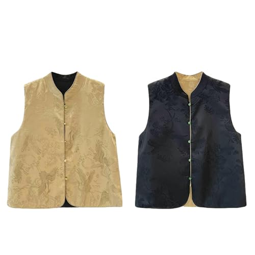 Chaleco jacquard reversible JYHBHMZG de un solo pecho y cuello alto para entretiempo