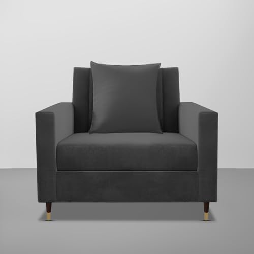 Image of Casaliving Garcia 1 Seater Sofa Set for Living Room (Black Colour) Premium Fabric Sofa