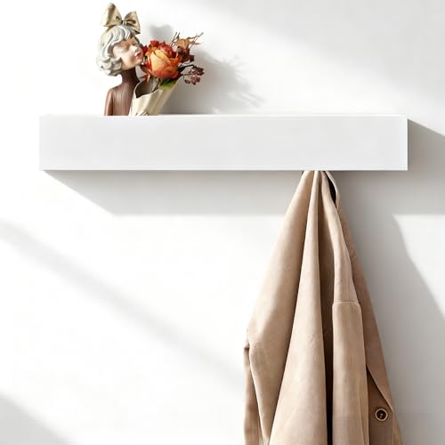 HERKINDNESS Wandgarderobe mit Ablage, weißes Hakenleiste...