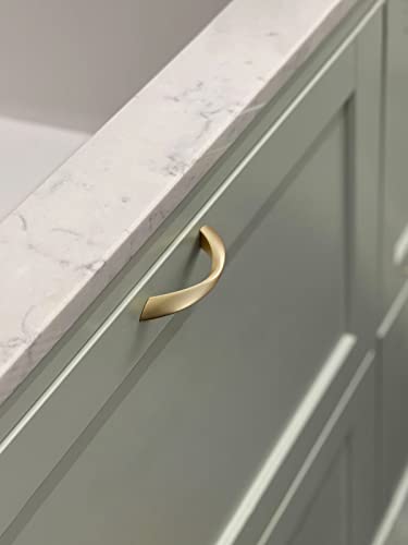 Image of Brushed Gold Cabinet Pulls 3-3 /4 Inch Arch Twisted Brass Handles Drawer Kitchen Cupboard Bathroom Dresser Cabinet Hardware Zinc Alloy 2 Pack