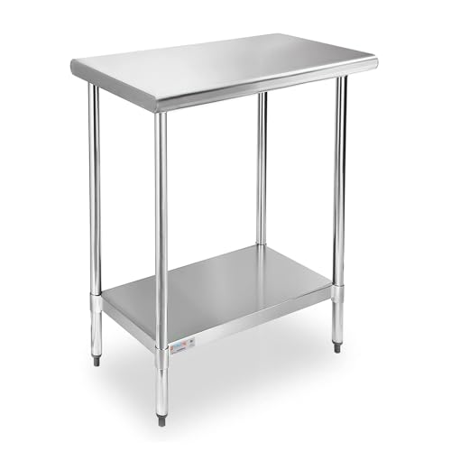 Image of STABLEINK NSF Stainless Steel Small Table 18x30, Metal Prep & Work Table with Adjustable Undershelf, for Commercial Kitchen, Restaurant, Hotel, Bar and Garage