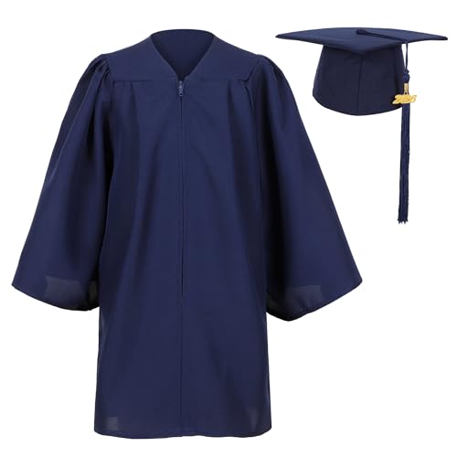 Image of Matte Kindergarten Preschool Graduation Gown and Cap Set with Year Tassel for Kids