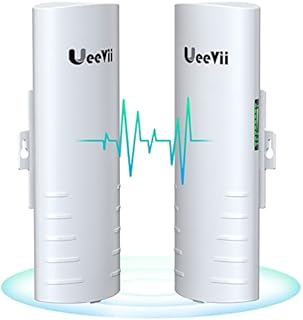 Wireless Bridge,UeeVii CPE-452 Point to Point 5.8G Long Range Outdoor WiFi CPE with 14DBi High-Gain Antenna,24V PoE Adapter,2 LAN Port,for Network and Surveillance Range Extension,2-Pack