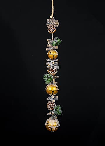 SHATCHI 90cm Garland with Rustic Jingle Bells Wooden Sticks - Image 2