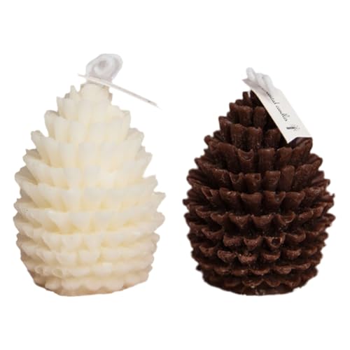 Juego de 2 velas perfumadas de Navidad, velas aromáticas decorativas con forma de árbol de Navidad, piña de Navidad, vela de aromaterapia, regalo para decoración de Navidad