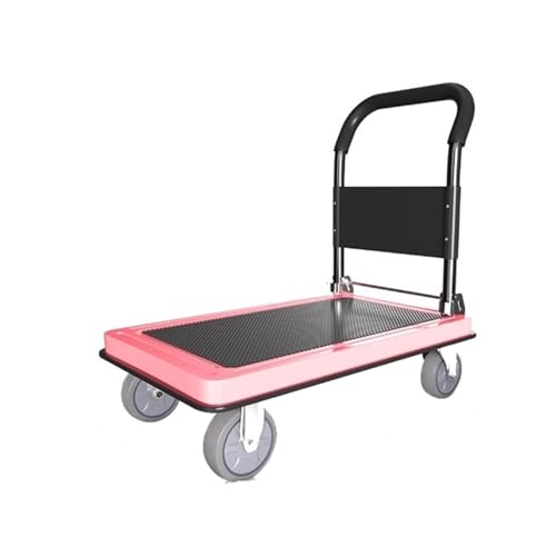 Carrito plataforma plegable con ruedas de goma rosa miniatura 1