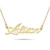 ZNA Jewels Personalised Name Necklace for Women - Customised Sterling Silver Dainty Heart Pendant, Elegant Jewellery Ideal for Birthday, Gifts for Women, Girls & Teens (18K Gold)