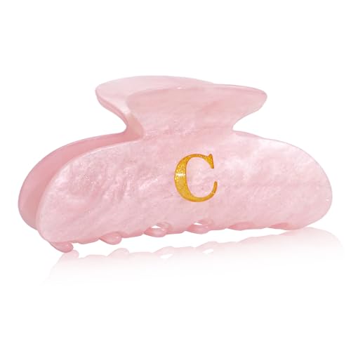 Image of Birthday Gifts for Girls - Pink Acrylic Letter Hair Clips, Monogram Hair Claw Alphabet Large Hair Clip, Fashion Glitter Claw Clips, Teen Girl Gifts Trendy Stuff, Letter C